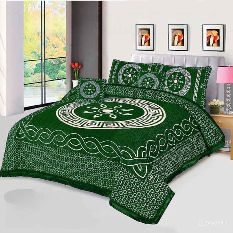 5PC Velvet Jacquard Bedsheet Set Green