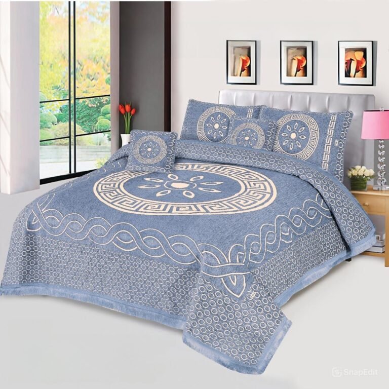 5PC Velvet Jacquard Bedsheet Set Grey