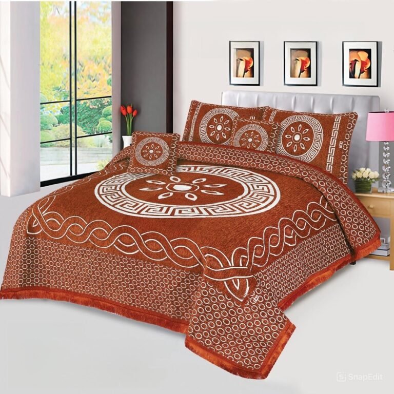 5PC Velvet Jacquard Bedsheet Set Orange