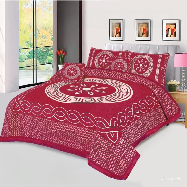 5PC Velvet Jacquard Bedsheet Set Red