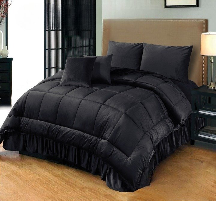 6PC Shine Velvet duvet Bridal Set Black