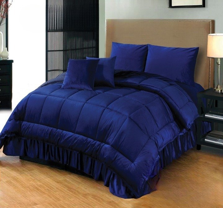 6PC Shine Velvet duvet Bridal Set Blue