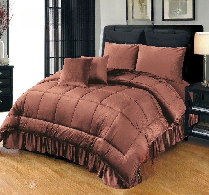 6PC Shine Velvet duvet Bridal Set Copper