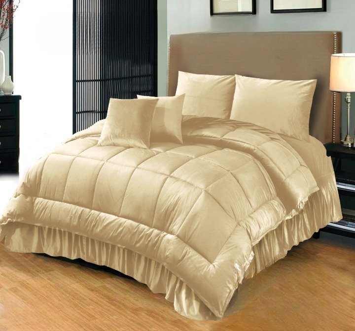 6PC Shine Velvet duvet Bridal Set Cream