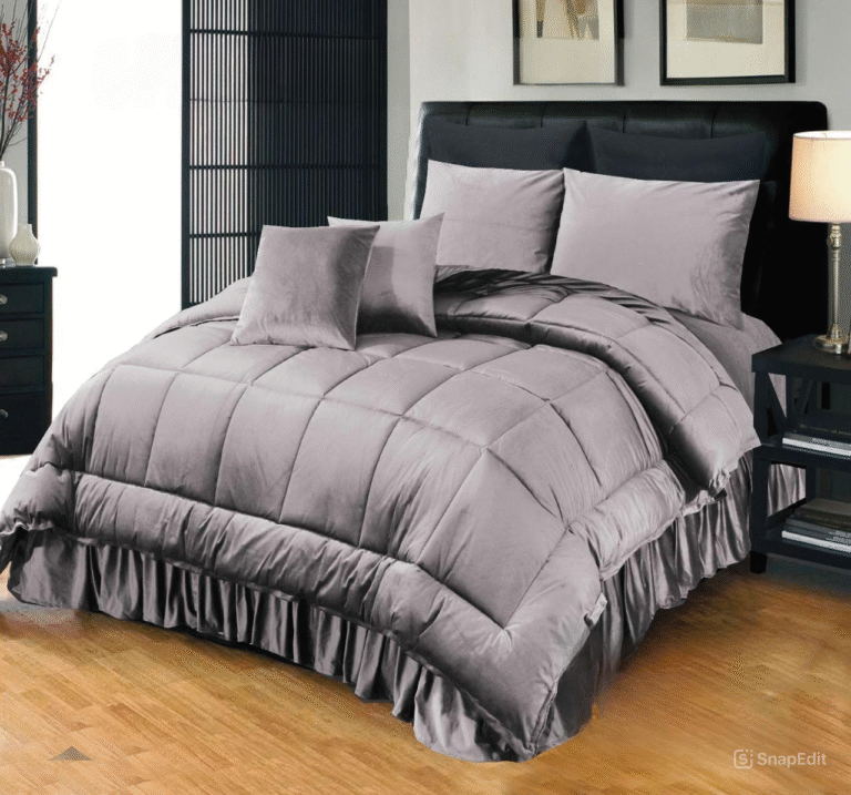 6PC Shine Velvet duvet Bridal Set Grey